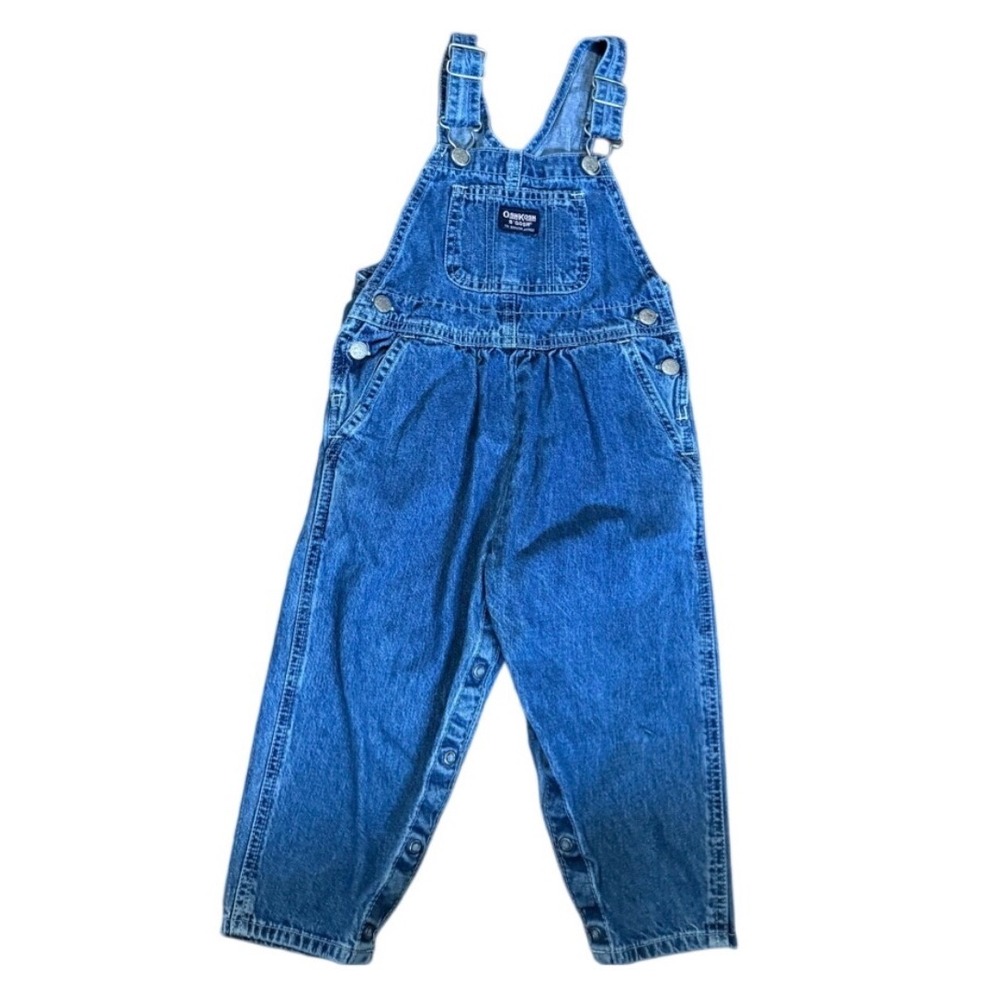 OshKosh B'gosh Boys Vintage Denim Blue Overalls Medium Wash 3T